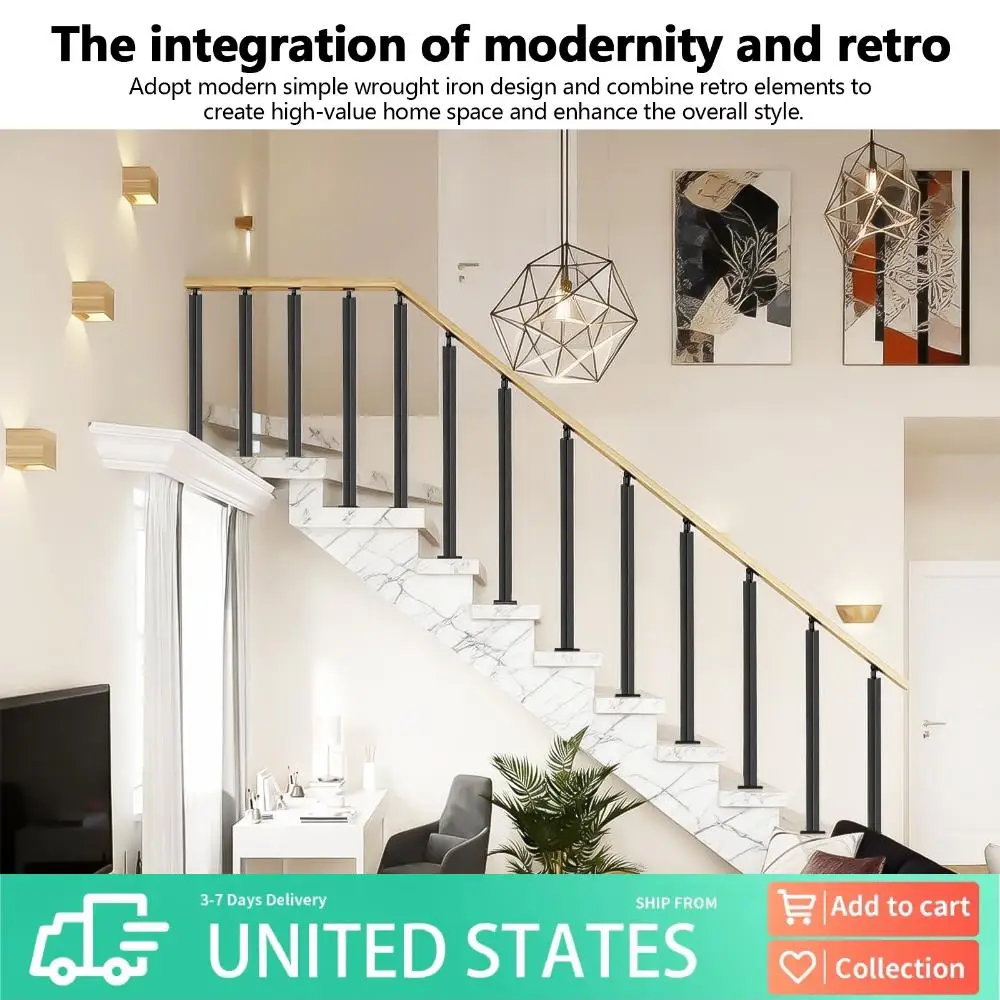 

35/37inch Stair Railing Post Commercial Railing Pillar with Screws Kit 270°Adjustable (Handrail Not Included) for Deck Balcony