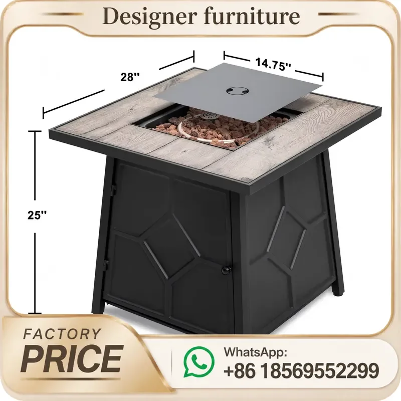 Propane Fire Pit Table Ceramic Top Iron Frame For Outdoor Patio Garden ETL Certified Natural Gas LPG Heater