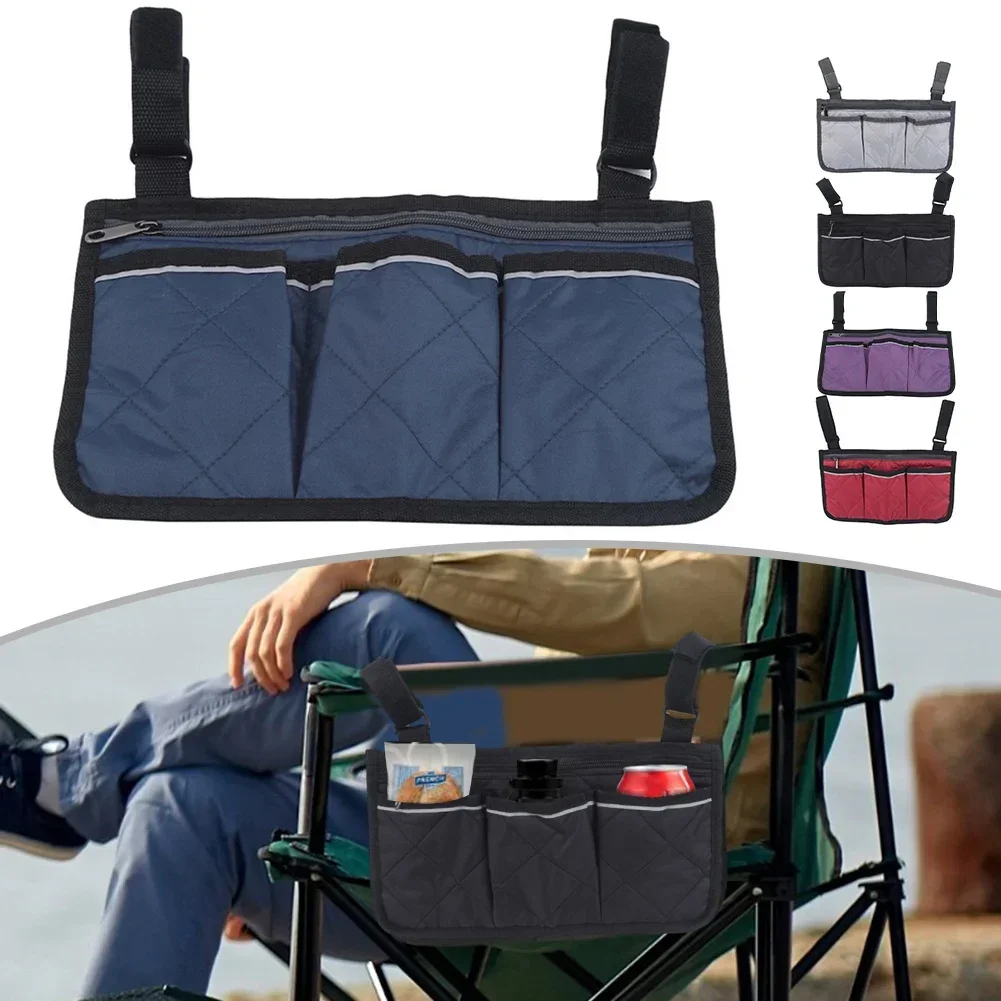 Outdoor Chair Armrest Hanging Bag Camping Chair Side Tools Storage Pouch Resealable Food Packaging Organizer Multiple Pockets