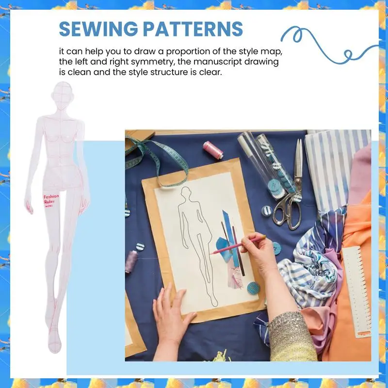 FTS ファッションイラスト定規スケッチテンプレート定規縫製ヒューマノイドパターンデザイン衣類測定