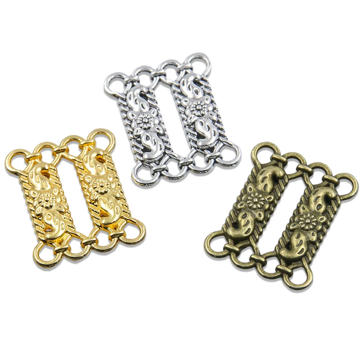 

3Color DIY Hair Clips - Creative Alloy Square Porous Connectors, 25x30mm Jewelry Accessories for Handmade Craft