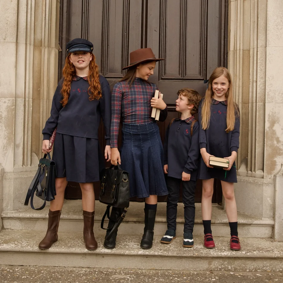 AS AW26 Denim Varsity Collection Navy Blue Denim+ Embroidery Sweatshirt weekday fabric kids brother sister clothing
