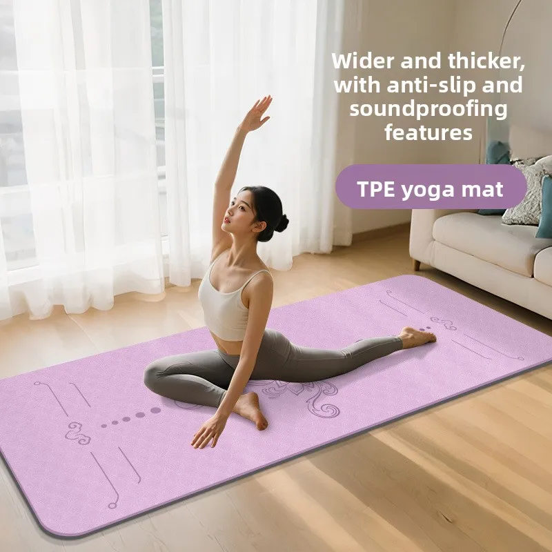 Feidemu Yoga Mat Tpe Non Slip Yoga Mat Thick Shock Absorbing Exercise Mat With Alignment Marks For Home Gym Workout Pilates Fitn