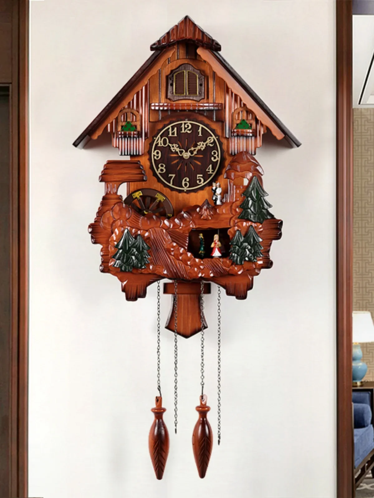 European swing wall clock living room creative wall watch cuckoo clock music time bird clock HP26