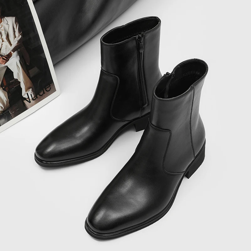 Classic Men Chelsea Boots Black Rubber Sole Side Zipper Brand Men Casual Comfortable Stylish Ankle Boots Sizes 38-46 Men Boots