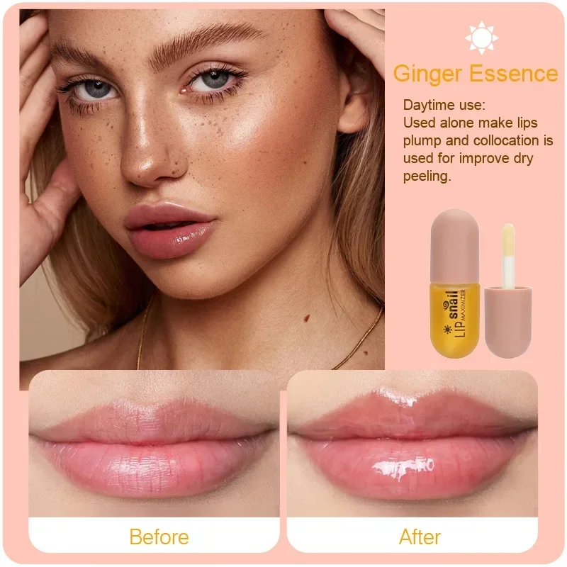 Snail lip plumper oil Reduce Lip Fine Lines Mask Long Lasting moisturizing Lipsticks anti-Cracked lip care Sexy Plump Serum set