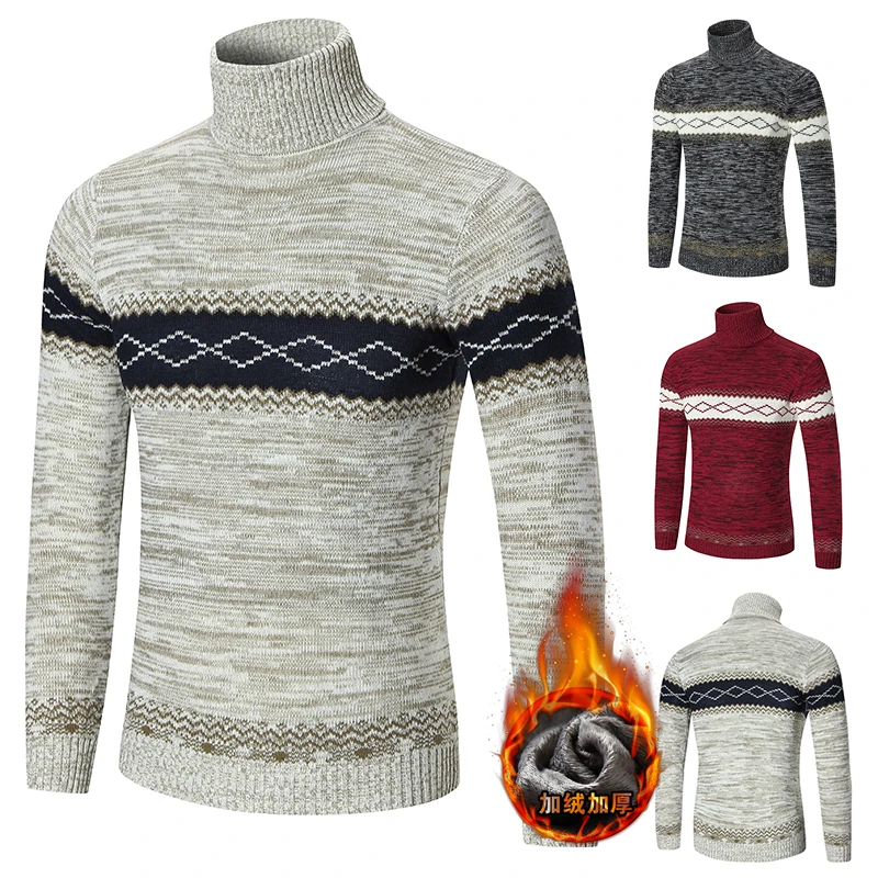 

Add pile thickening men's all-in-one trend knitwear Europe and the United States simple explosive diamond jumper patchwork