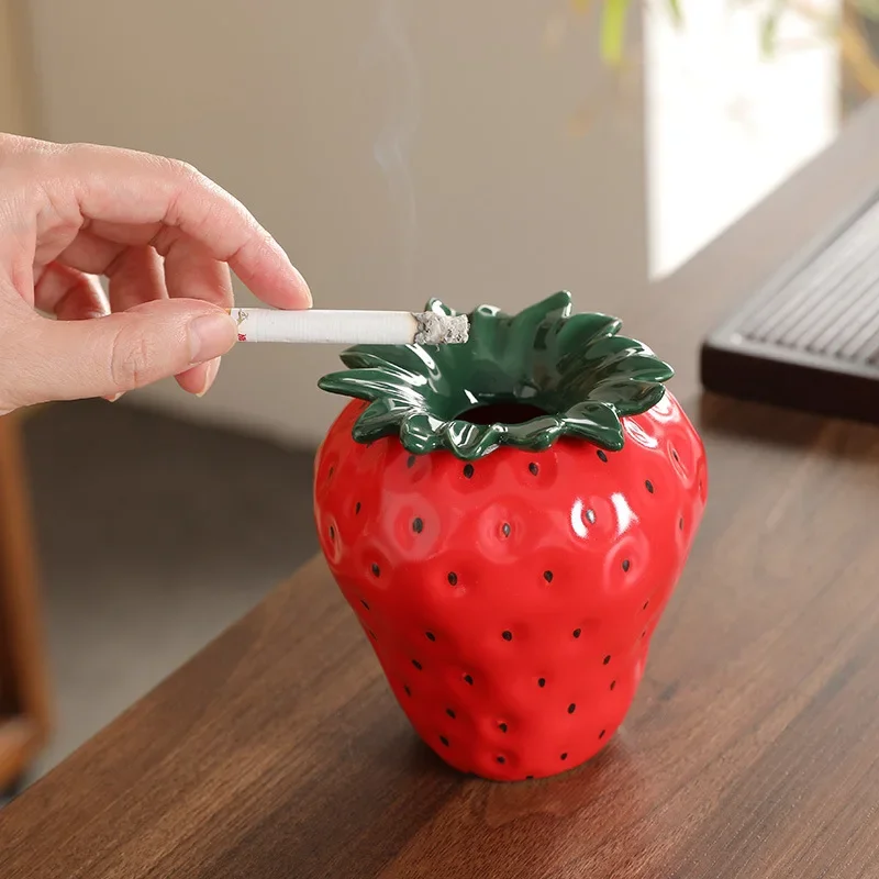 Cross Border Strawberry Ceramic Ashtray Nordic Style Home Living Room Hydroponic Flower Planter Ashtray Tea Ceremony Ornaments