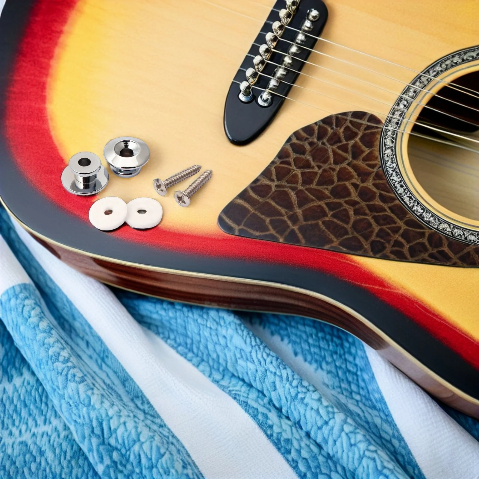 

2 pcs Mushroom Head Guitar Strap Locks Solid Copper Strap Button For Electric Acoustic Bass Guitar Accessories Silver Screws