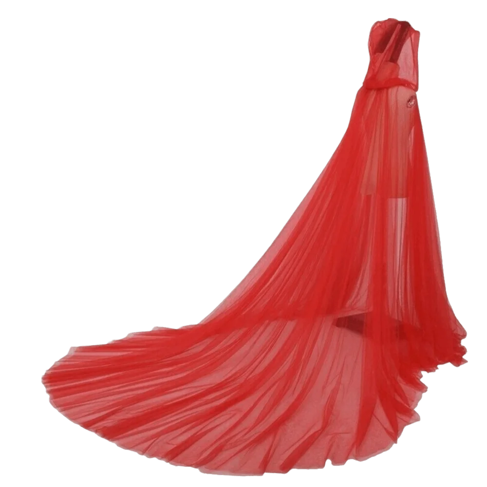 Vintage Solid Color Halloween Hooded Tulle Cape Soft Long Mesh Cloak Floor Length Sheer Cosplay Bridal Costume Women