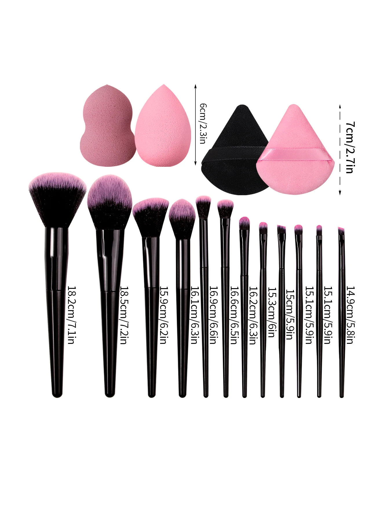 مجموعة فرش مكياج متعددة الوظائف مكونة من 16 قطعة، بما في ذلك فرشاة البودرة، وفرشاة أحمر الخدود، وفرشاة الأساس، وفرشاة ظلال العيون، وفرشاة المزج