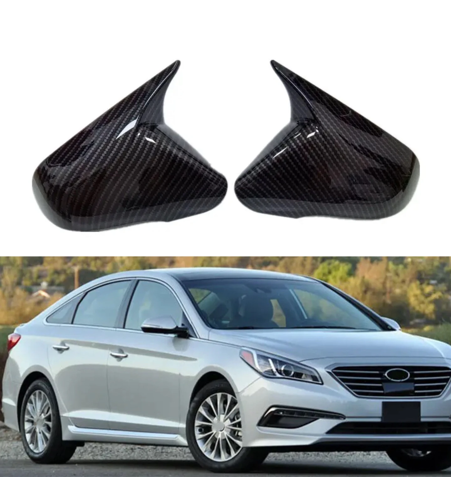 

Car Rearview Side Mirror Cover Fit For Hyundai Sonata 2015-2019 Sticker Wing Cap Exterior Door Case Trim Shell Silver Frame
