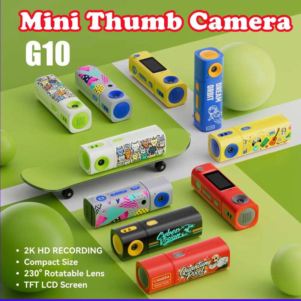 Tahlitech G10 Lipstick Keychain Camera Mini Thumb Camera Student Action Camera Photo Video Recorder in DOPAMINE Colorway Gift
