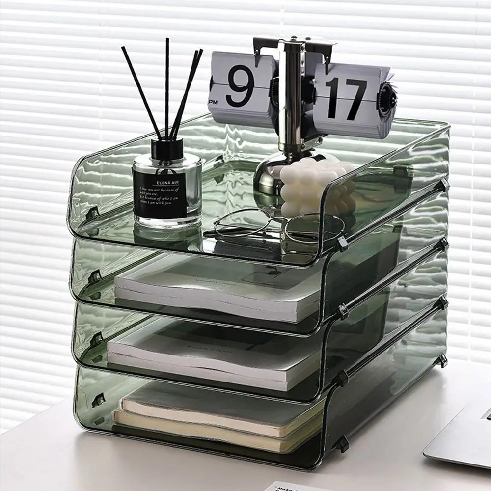 

Desktop Organizer A4 File Storage Tray Papers Rack File Organizer Stackable File Rack Acrylic Multifunctional Certificates