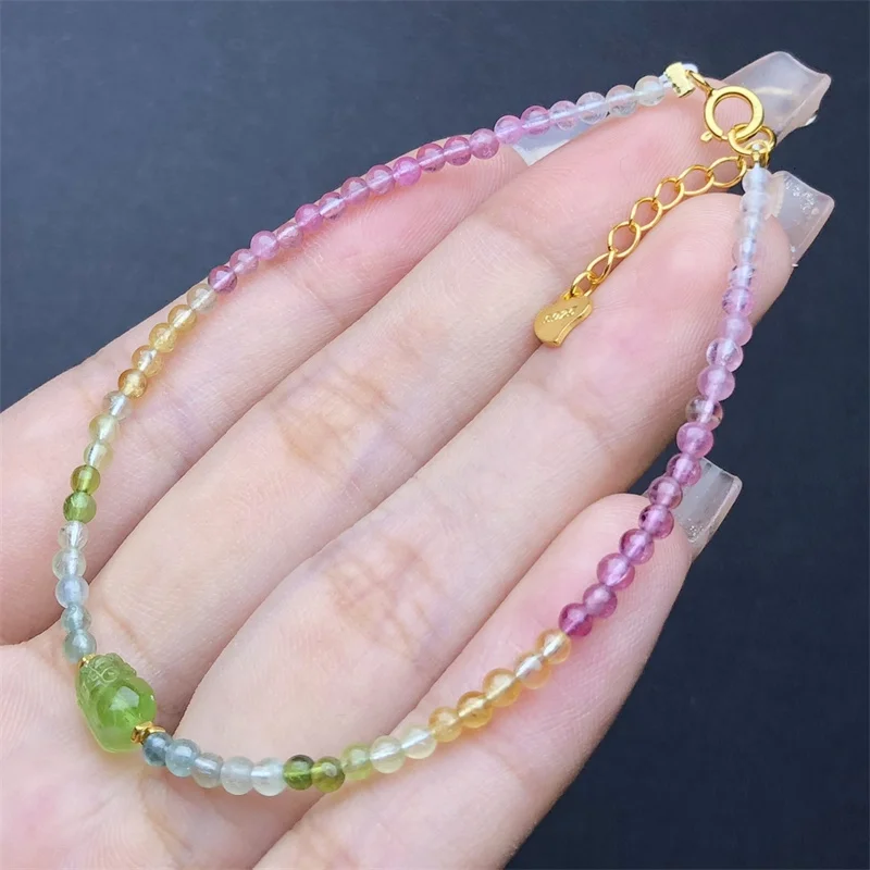 2.5MM Natural Tourmaline Bracelet Gemstone Round Bead Crystal Healing fengshui Gemstone Jewelry Gift 1PCS