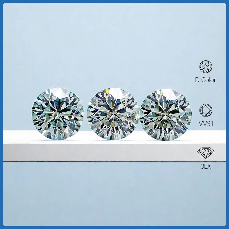 

Aqua Blue Brilliant Cut Moissanite 2ct 8mm Round 8 Hearts 8 Arrows VVS1 Gem for Jewelry Making DIY Jewelry Beads