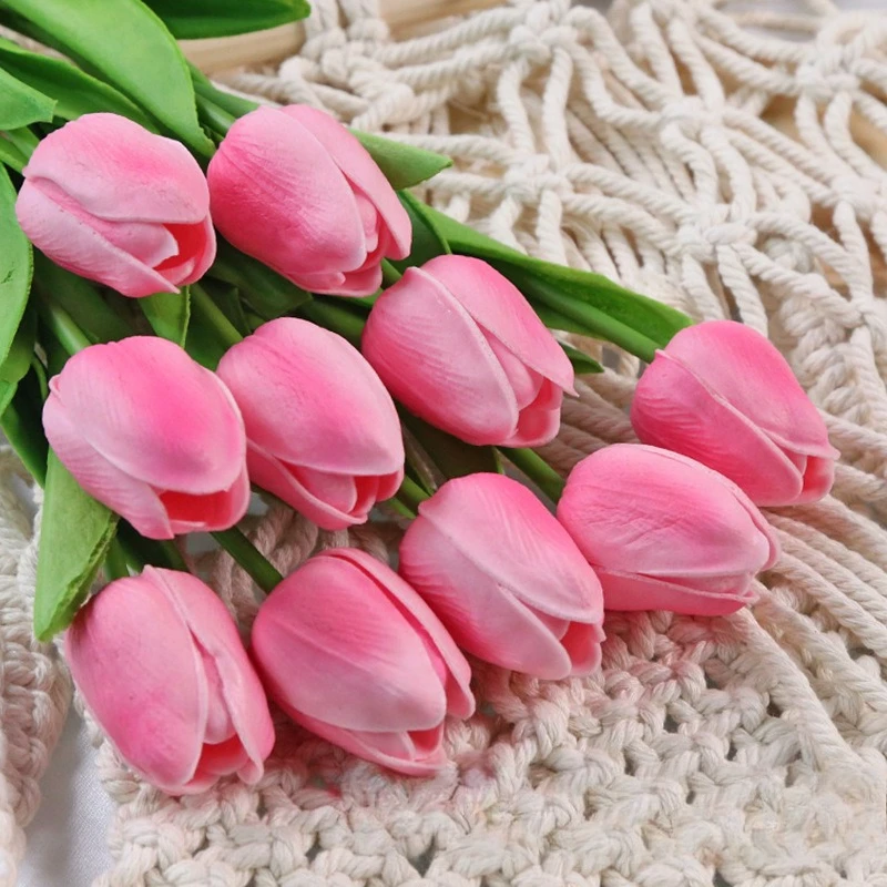 

1piece Artificial Flowers Fake Tulips PU Tulip Flowers Simulation Props Home Wedding Wall Table Room Decorations Home Decor