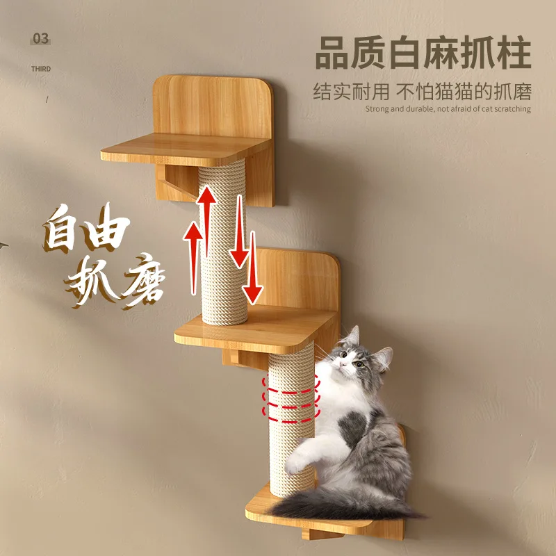 

Wall cat climbing frame Solid wood wall cat jumping platform Wall hanging springboard Space capsule DIY cat climbing fra