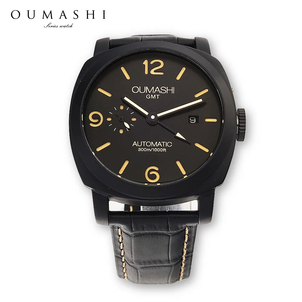 

45mm Men's watch GMT ST2557 watch Stainless steel Mineral Glass watch ST2557 movement Men's Vintage Automatic mechanical watch