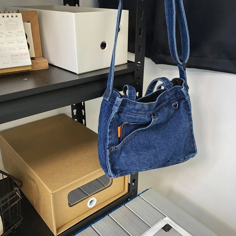 Umhängetasche mit Tasche, Jeansblau, Umhängetasche, Handtaschen für Regenschirm-Geldbörse