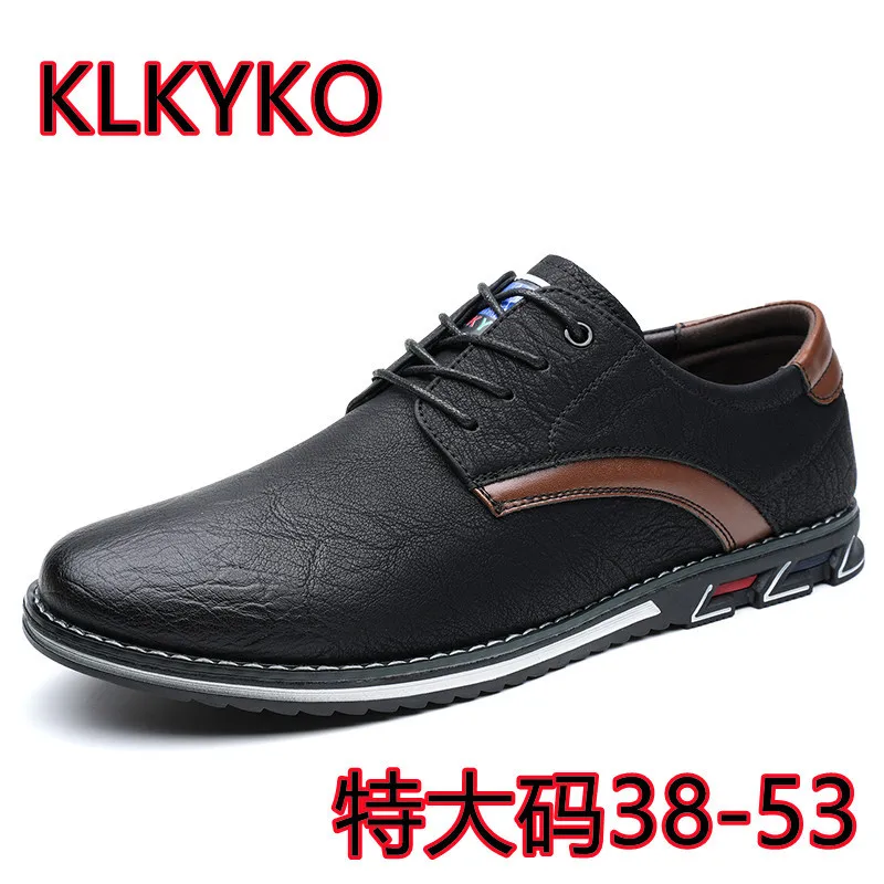 

New Plus Size 53 Men's Fashion Lightweight Casual Leather Shoes Lace-up All-Season Men's Single Shoes Manufacturer