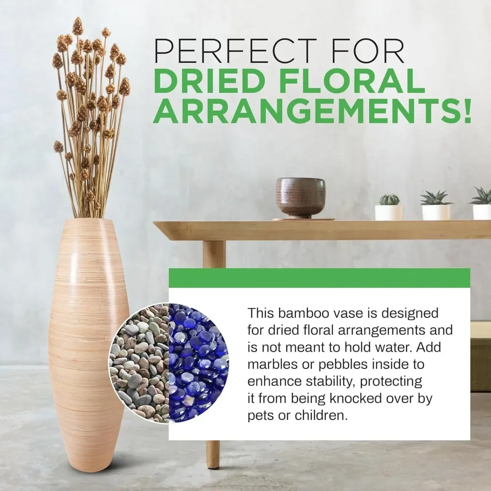 

Home Decor Floor Vase Wooden, 36-inch Cylinder | Elegant & Modern Handcrafted Tall Vase with Beautiful Finish