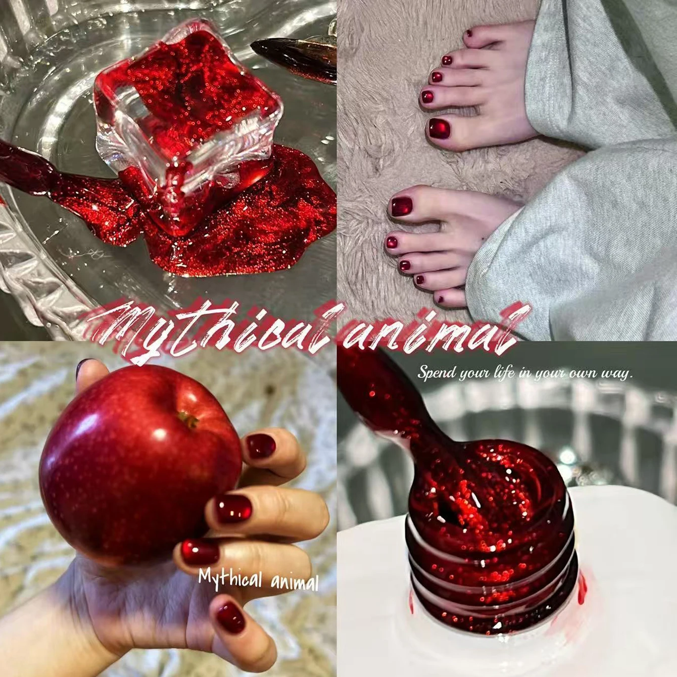 

MIANEL 10ML 2026 Flash Red Series Glass Beads Cat Eye Gel Nail Polish Valentine Red Nails New Year Nails Nail Art