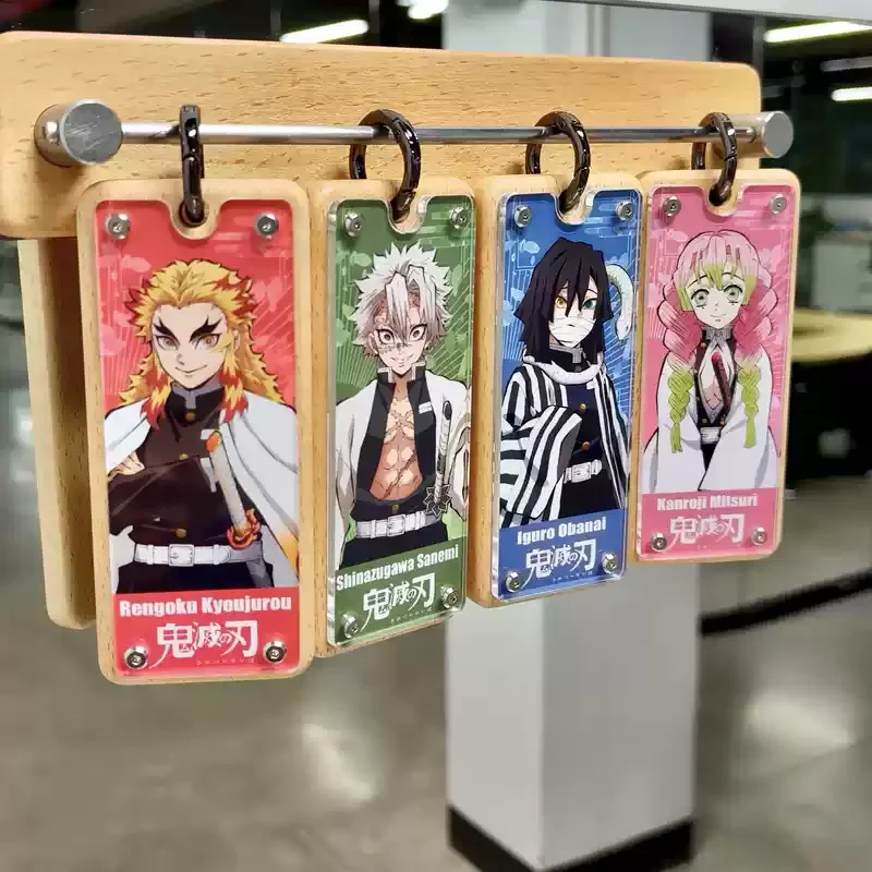 

Demon Slayer Magnet Solid Wood Tag Bag Keychain Kanroji Mitsuri Anime Bags Pendants Collect Ornaments Decoration Hanging Drop