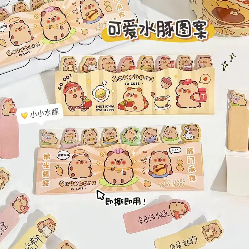 2Set Cartoon Capybara  Index Tabs Self Adhesive Page Markers Sticky Notes Classify Files Flags Posted It planner Stickers gift