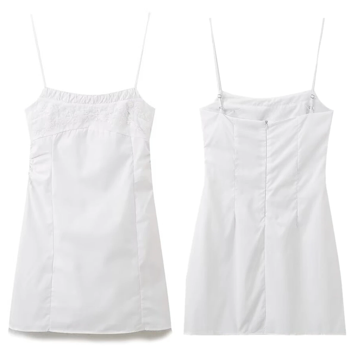 

Maxdutti Minimalist White Camisole Dress French Sexy Summer Vacation Party Dresses Women Vestidos Mini Dress