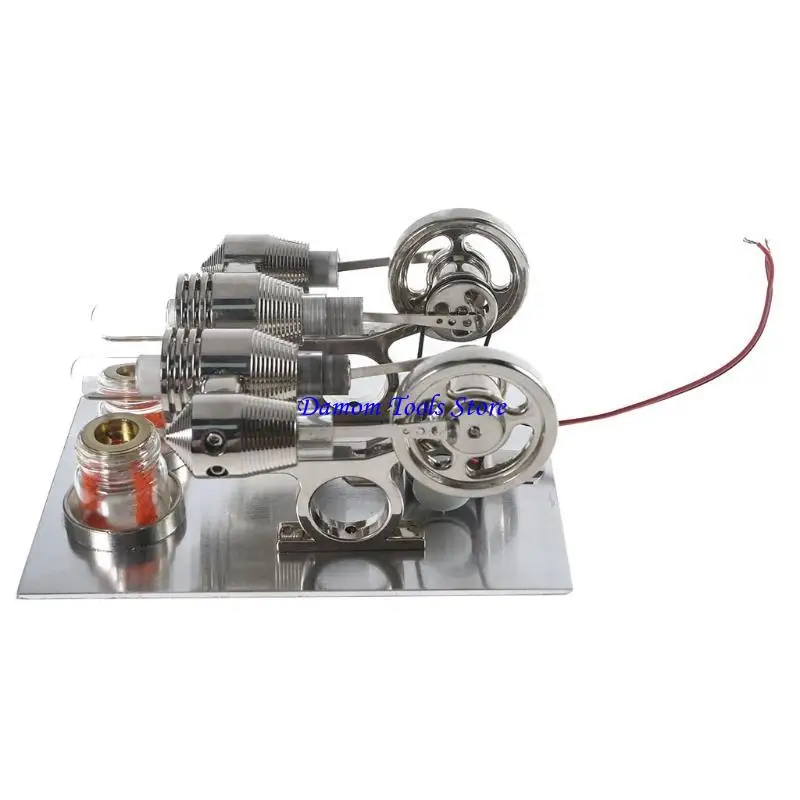 57BE Double Cylinder Stirling Engine Educational Toy Hot Generator