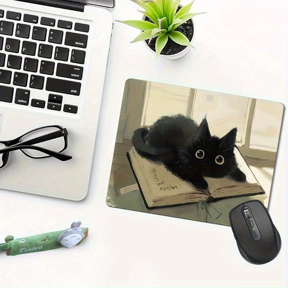 CIFBUY 1pc Cute Black Cat Mouse Pad Kawaii Anime Theme Gift for Halloween and Christmas