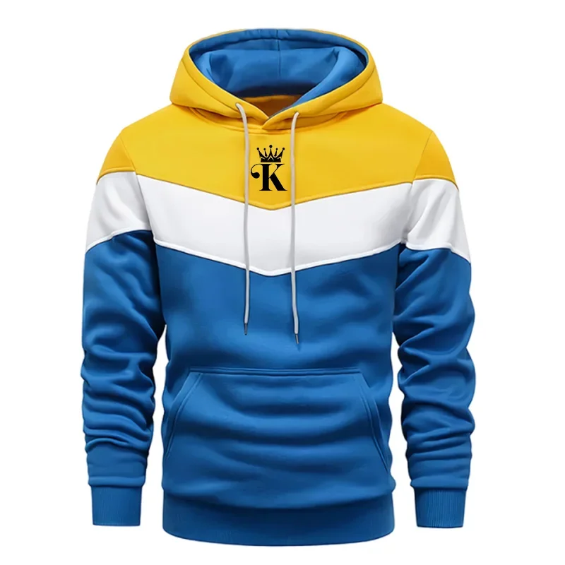 الخريف الشتاء الرجال هوديس الطباعة بلوزات ثلاثية الألوان عادية في الهواء الطلق الرياضة الركض ملابس رجالي عالية الجودة الشارع القمم