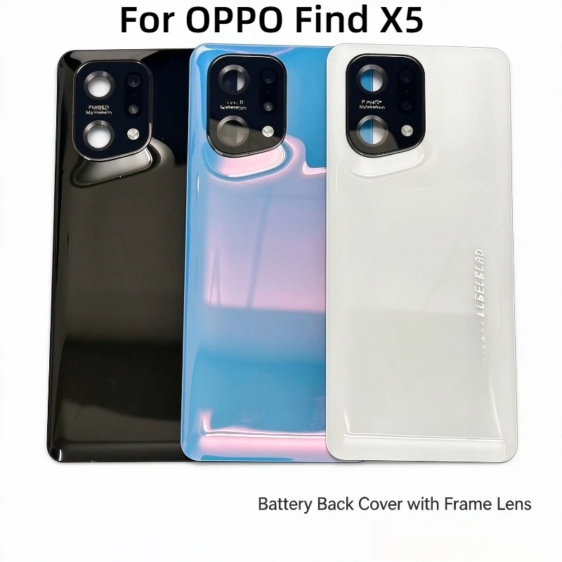 Back Housing Glass Rear Battery Cover Rear Panel with Camera Lens +Adhesive For Oppo Find X5 PFFM10