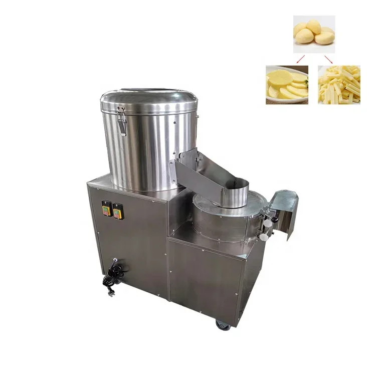 

High Performance Potato Peeler And Slicer / Taro Peeler And Chipper / Potato Peeling And Slicing Machine