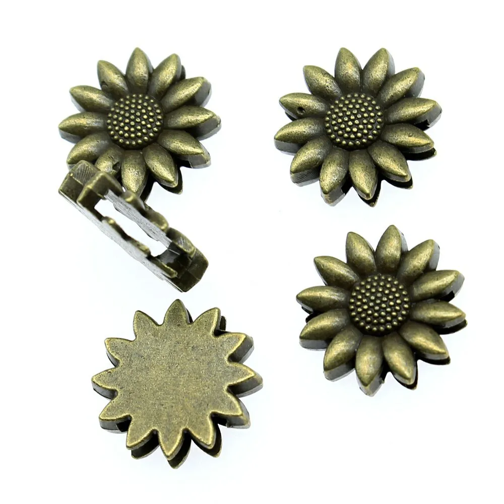 WYSIWYG 10pcs 19x19x5mm Antique Bronze Color Sunflower Wear Bracelet Beads Handmade Jewelry Findings For DIY Jewelry Making