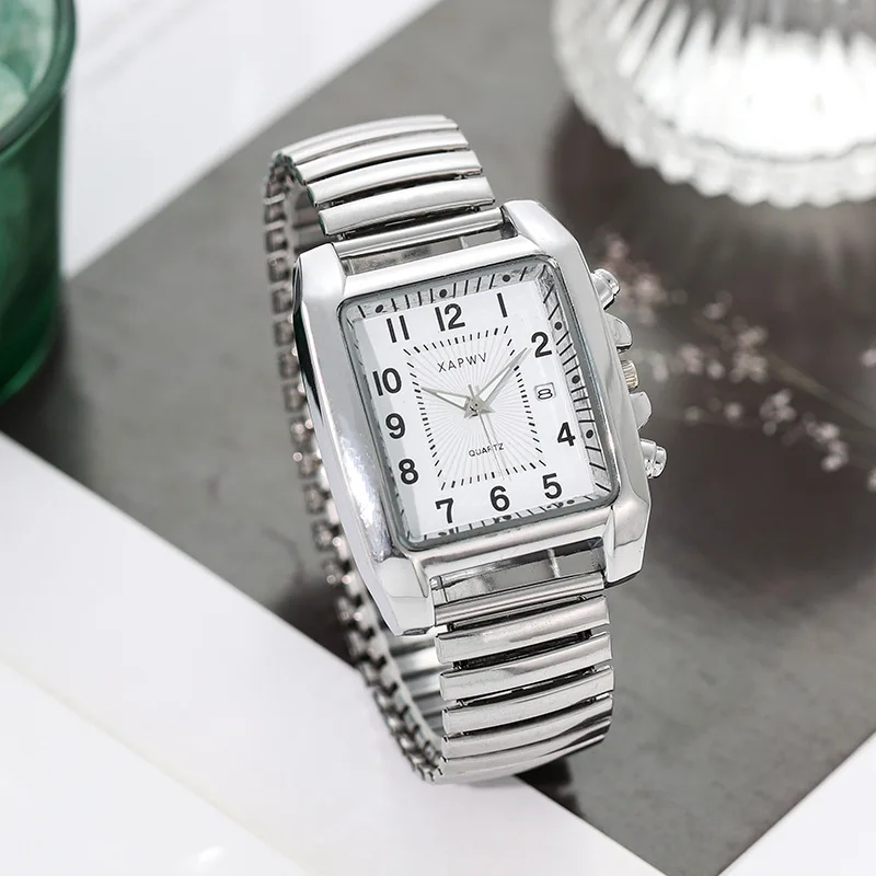 

Арабские цифровые кварцевые часы с большим циферблатом, эластичный пружинный ремешок, модный повседневный календарь, универсальные наручные часы, подарок