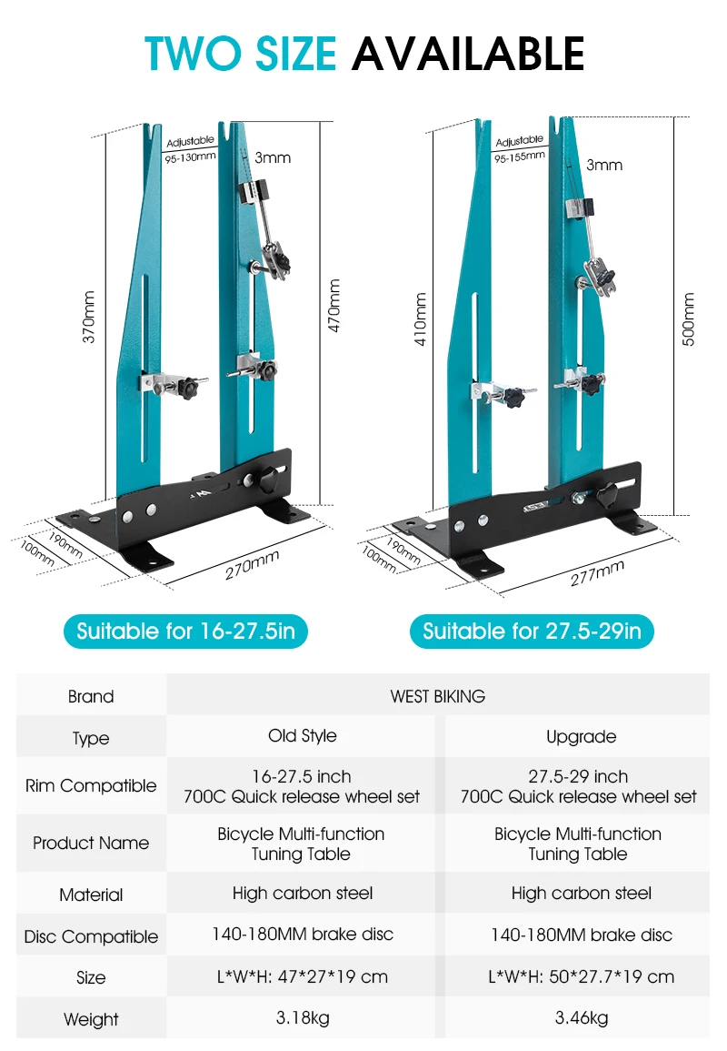 WEST BIKING Fahrrad-Radzentrierständer, verstellbares Felgenreparaturwerkzeug für MTB, Rennrad, Scheibenbremsrotor-Ausrichtung, Fahrradwartung – Detail 4