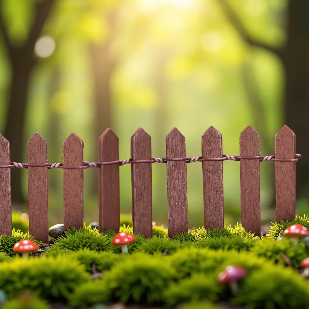 1pc Mini Fence, Garden And Bonsai Decoration Fairy Tale Garden Fence Wooden Decoration, DIY HandicraftProject Mini Picket Fence