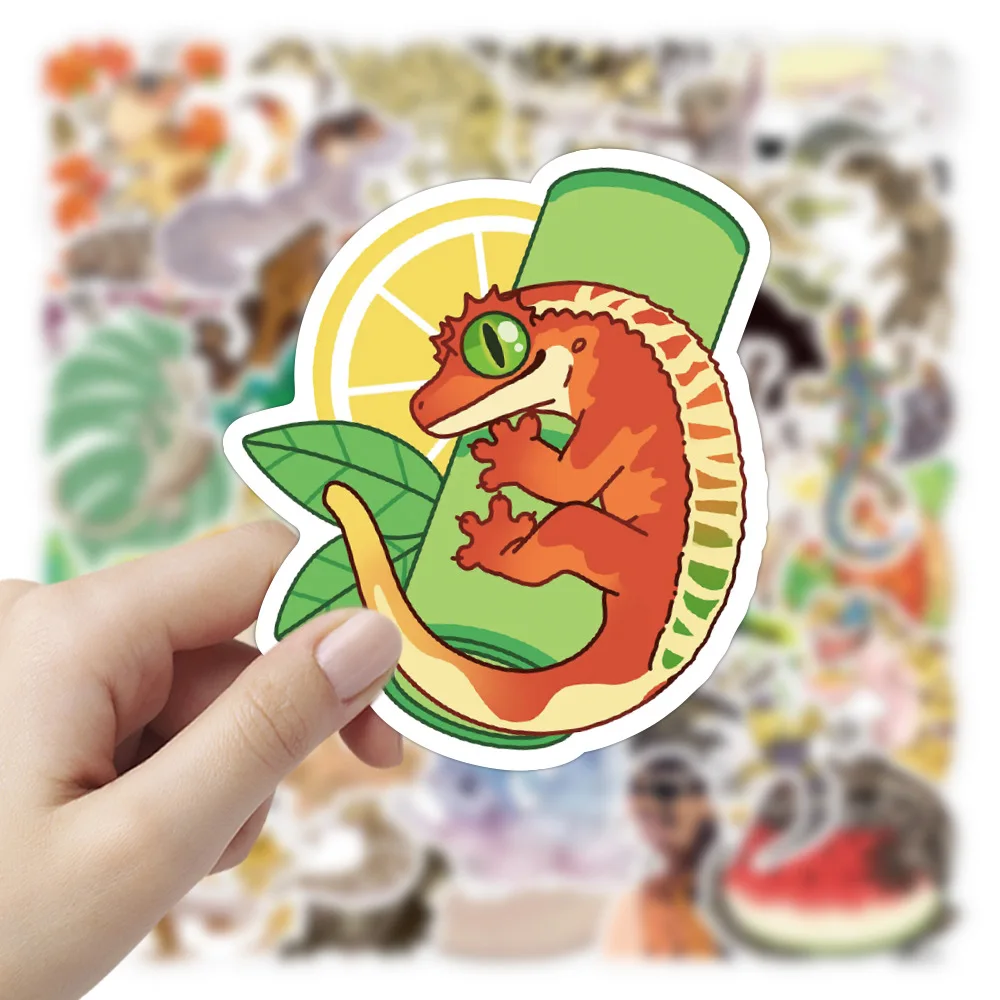 50/100Pcs/Pack INS Cartoon Gecko Stickers PVC Waterproof Stickers Decals For Kids Boys Girls Toys Gifts