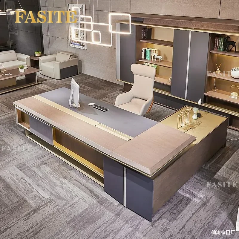 For Modern Light Luxury Executive Desk High End President Office Table Manager Workstation with Chair Premium Business