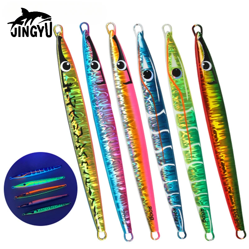 JINGYU 160-200G Slow Swing Iron Plate Lead Bait Glow-in-the-dark UV Speed Sinking Deep Sea Boat Fishing Sea Fishing Bass Bait