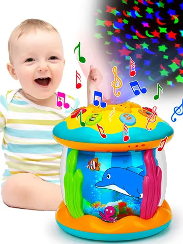Baby Toys 1-3 Years Babies Ocean Light Rotary Projector Musical Toys Montessori Early Educational Sensory Toys for Toddler Gifts