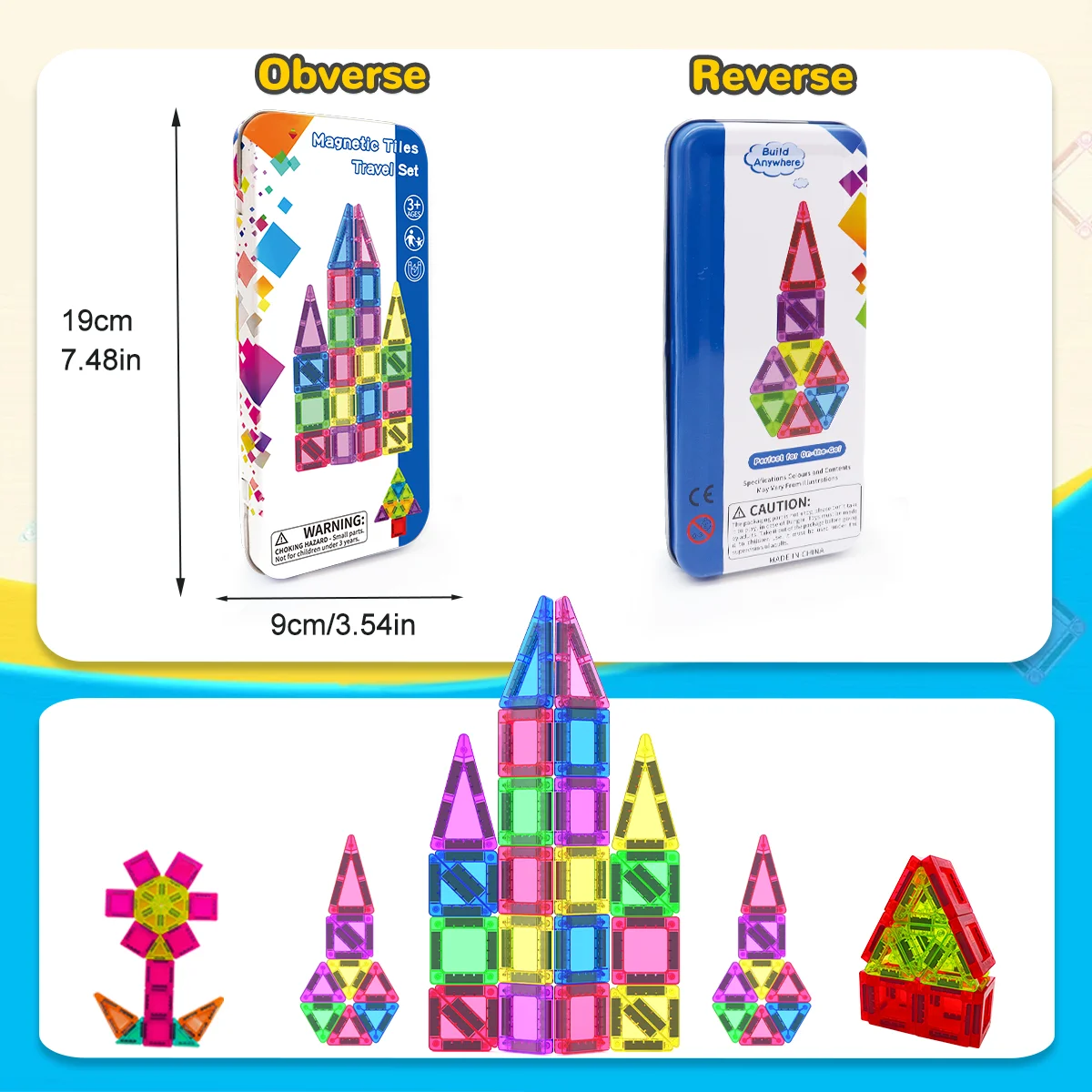 Bloques Magnéticos Mini, Juguete Magnético, Juguete Infantil Ideal para Viajes con Caja de Hierro, Apto para Regalos de Cumpleaños y Festivos