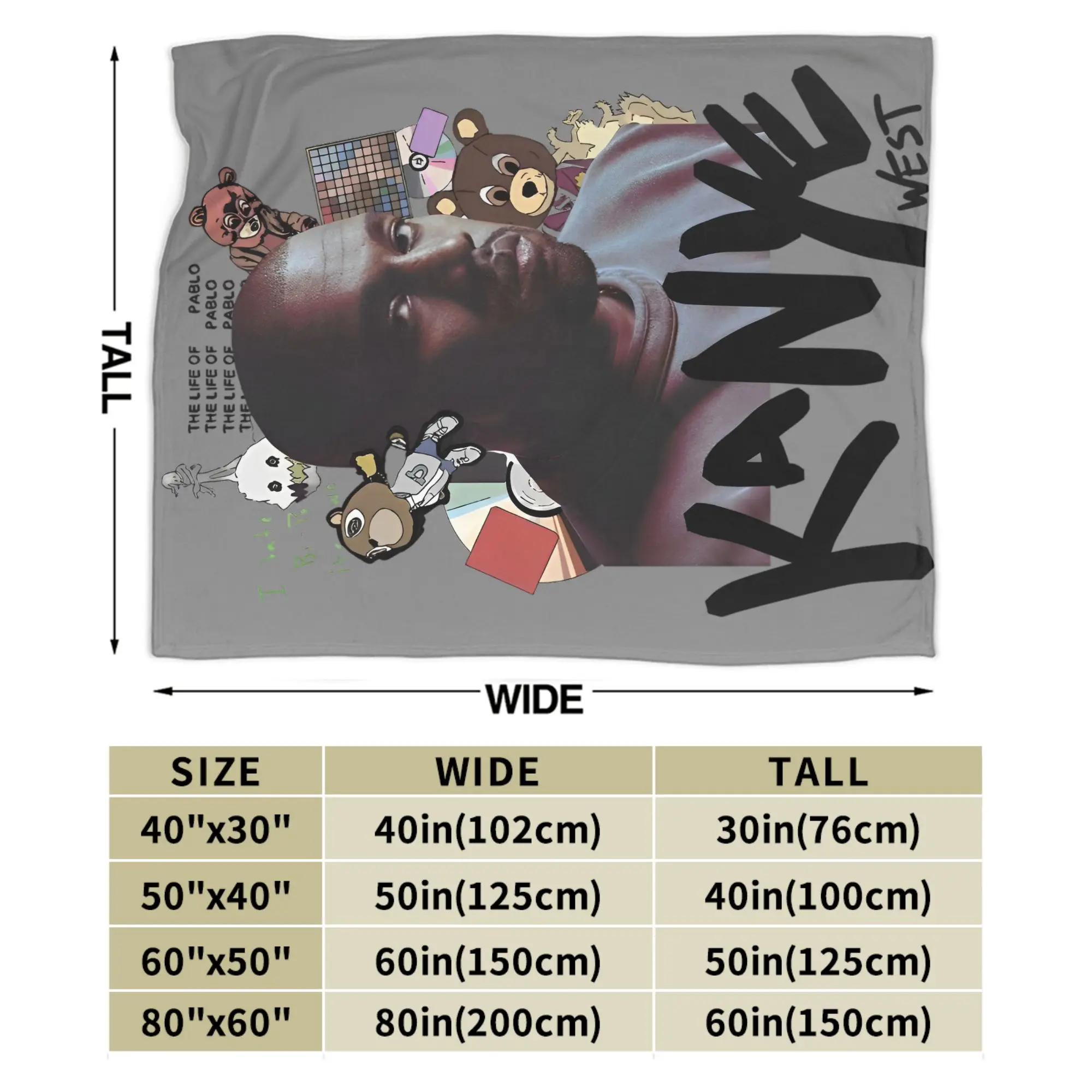 Kanye West Deken Flanel Lente Herfst Rapper Multifunctionele Superzachte Gooi Dekens voor Sofa Auto Spreien