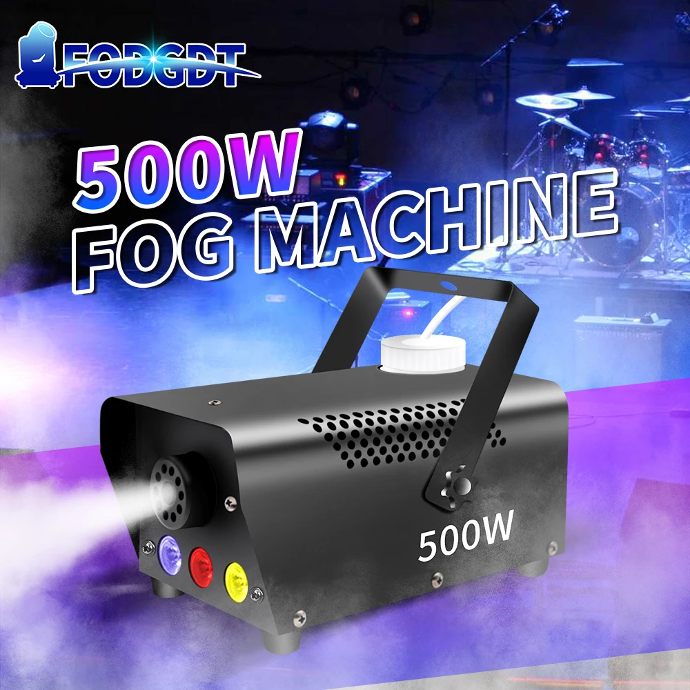 

FODGDT 500W LED Smoke Machine RGBW Mini Fog Machine With Remote Control Satge Effect Equipemnt for Home DJ DISCO Wedding Party