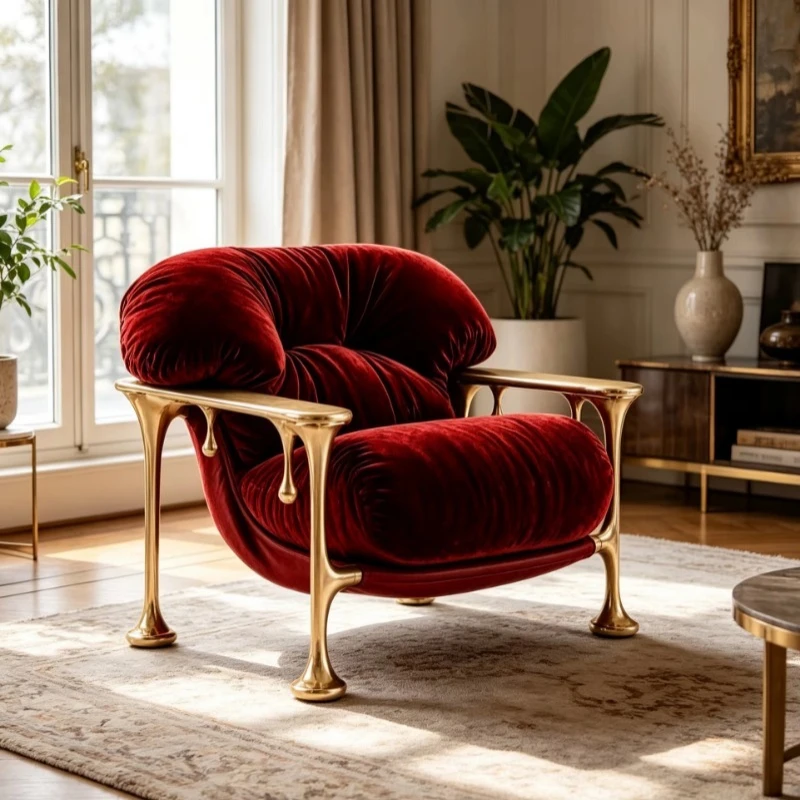 Modern Simple Velvet Decorative Chair Leisure Armchair Living Room Balcony Bedroom
