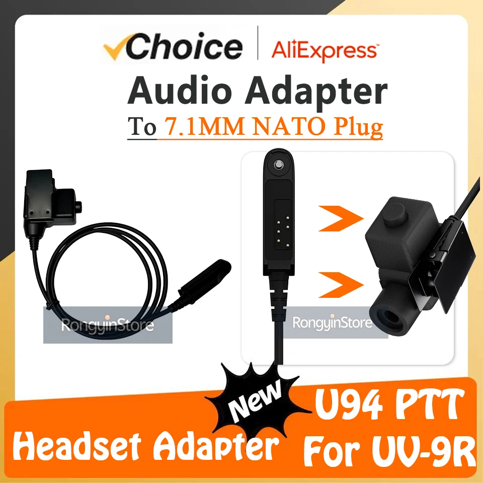 UV-68 Pro Max V2 Audio Adapter Headset NATO U94 PTT for Baofeng UV-XR A58 UV9R UV-9R Plus GT-3WP UV-5S UV-9G Radio Walkie Talkie