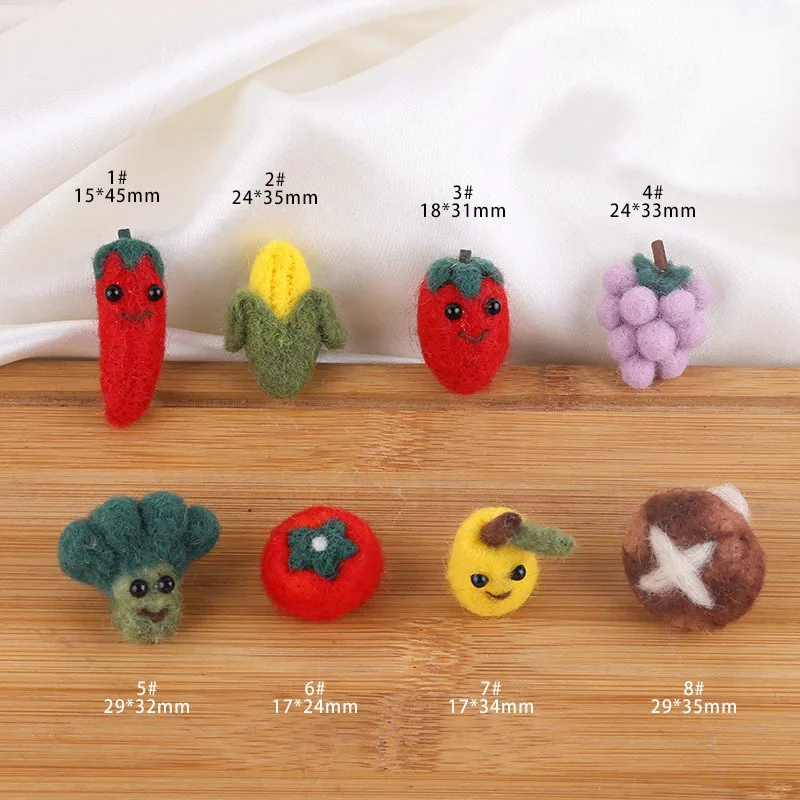 1pcs Diy Accessories Wool Felt Cute Cartoon Fun Fruit And Vegetable Watermelon Grape Strawberry Corn Handmade Material