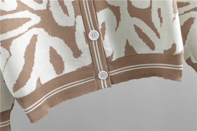 Conjunto de cárdigan con estampado de leopardo para mujer, suéter holgado informal, chaqueta, Tops aptos para el nuevo conjunto de pantalón de pierna ancha de punto de cintura alta, novedad de 2024